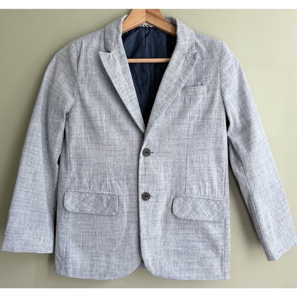 Cat & Jack Boys Chambray Cotton Blazer Blue Size 10 | 2 Button Sport Coat Jacket - Picture 1 of 12